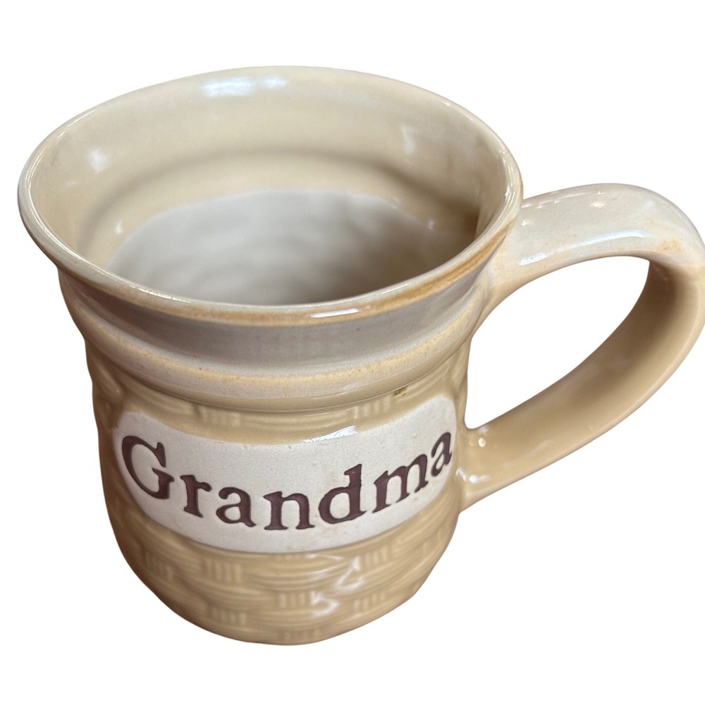 Cracker Barrel Mug Grandma Tan Basket Weave Stoneware Coffee Cup One Size